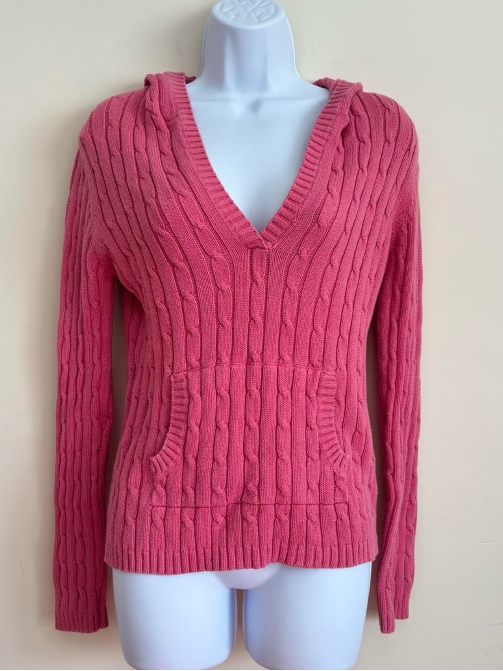 Old Navy Pink Hooded Sweater Y2K Soft Knit Pullover Hoodie Size M